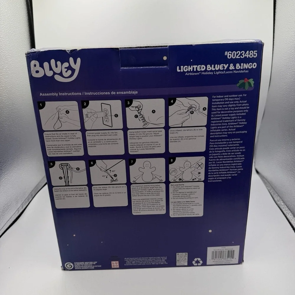 Gemmy‎ Bluey & Bingo Lighted Airblown Christmas Inflatable 6ft Wide - New In Box